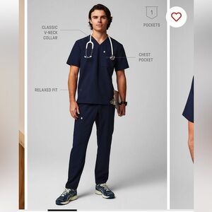 Fablectics navy blue scrub top